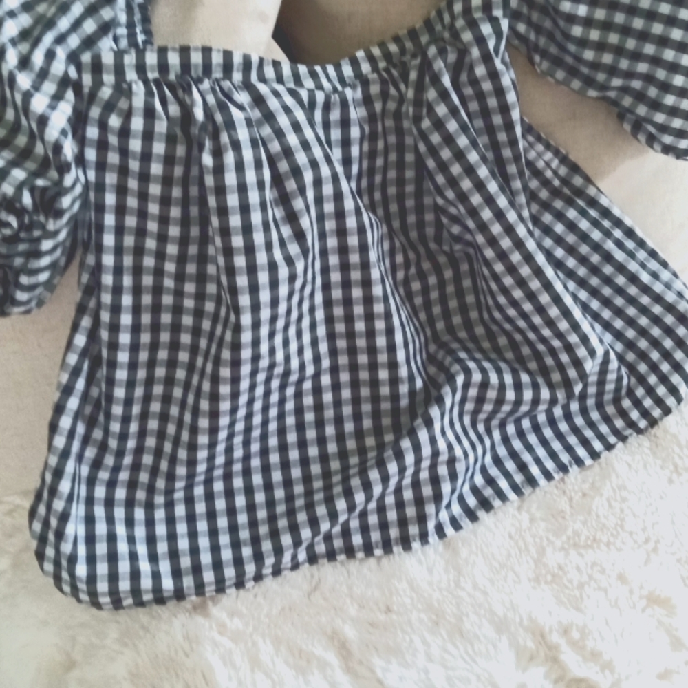 Rouge! Black and White Gingham Top